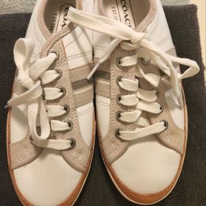COACH tennis shoes, size 9, white, worn once